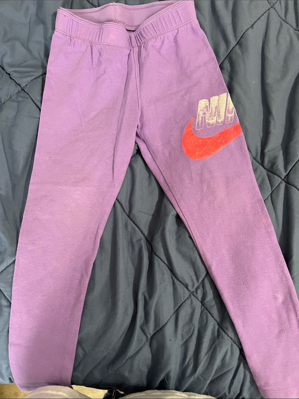Nike Purple Kids Leggings with Red Swoosh